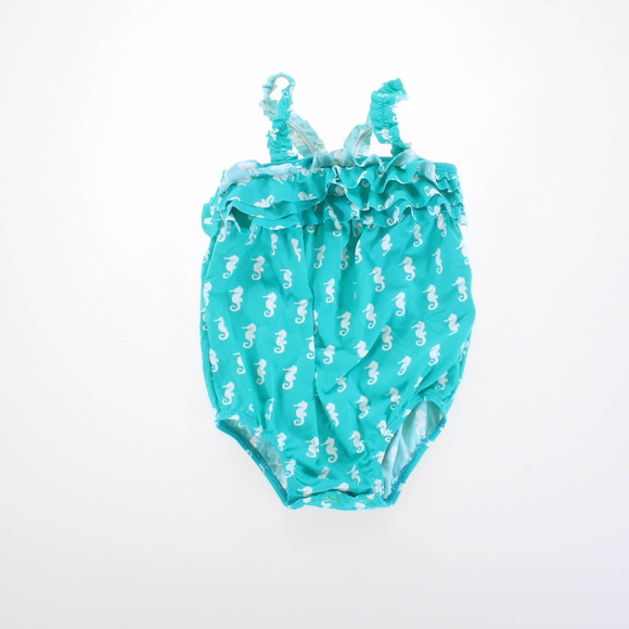 Hatley Girls Teal Seahorse 1-piece Swimsuit size: 3-6 Months - Picture 1 of 2